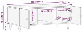 Mesa de centro 100x54x40 cm madeira de mangueira maciça