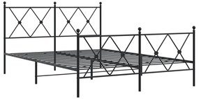 Estrutura de cama com cabeceira e pés 137x190 cm metal preto