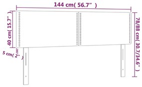 Cabeceira de cama c/ luzes LED tecido 144x5x78/88cm cinza-claro