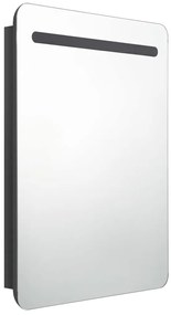 Armário espelhado casa de banho LED 60x11x80 cm preto brilhante