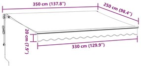 Toldo retrátil automático 350x250 cm bordô