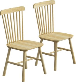 Conjunto de 2 Cadeiras de Sala de Jantar em Madeira (MESA NÃO INCLUIDA) Design Windsor Encosto Curvo Assento Largo Cor Natural