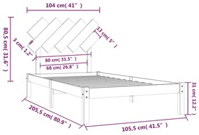 Estrutura de cama 100x200 cm madeira maciça preto