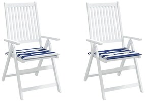 Almofadões p/ cadeira 2pcs 50x50x4 cm tecido riscas azul/branco