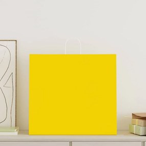 vidaXL Sacos de papel 50 unid com alças amarelo 54x15x49 cm