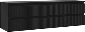 Mexen Rivel armário de casa de banho para lavatório 160 cm com tampo, 2 gavetas, frisado, preto mate - 91A20-16047-2-BFFC71