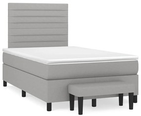 Cama boxspring com colchão 120x190 cm tecido cinzento-claro