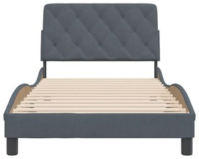 Estrutura de cama c/ cabeceira 100x200cm veludo cinzento-escuro