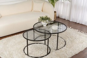 Conjunto de Mesa de Centro "Tavolino Vetro Nero" - Preto Cinzento - De