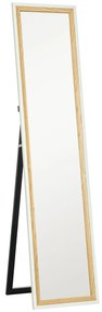 HOMCOM Espelho de Pé 37x157 cm Espelho de Corpo Inteiro com Estrutura de MDF e Suporte Branco e Madeira Escura | Aosom Portugal