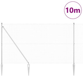 Cerca de Arame Soldado com 7 Postes de Ponta 1.6x10 m Aço Galvanizado