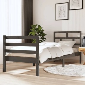 vidaXL Estrutura cama peque solteiro 75x190cm madeira maciça cinzento