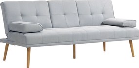 HOMCOM Sofá Cama 3 Lugares com Encosto Ajustável Apoio para os Braços Desmontável e 2 Suportes para Copos 181x77x78 cm Cinza Claro | Aosom Portugal
