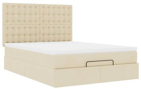 Estrutura de cama otomana com colchão tecido creme 140x200cm