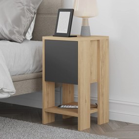 Mesa de Cabeceira Ema – Carvalho/Antracite – 30x55x30 cm