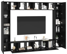 Conjunto de móvel de TV com prateleira com armazenamento com porta 10