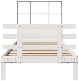 Cama com estante sem colchão 90x190 cm pinho maciço branco