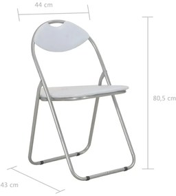 Cadeiras de jantar dobráveis 2 pcs couro artificial branco