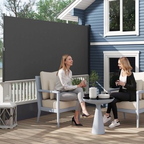 Toldo lateral com proteção contra olhares indiscretos, retrátil, 3 x 1,4 m, em alumínio e poliéster anti-UV de alta densidade (180 g/m²), cinzento esc