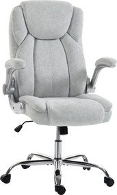 HOMCOM Cadeira de Escritório Apoios de Braços Rebatíveis Altura Ajustável Função Basculante e Estofada em Veludo 68x69x118 cm Creme | Aosom Portugal