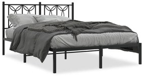 Estrutura de cama com cabeceira 140x190 cm metal preto