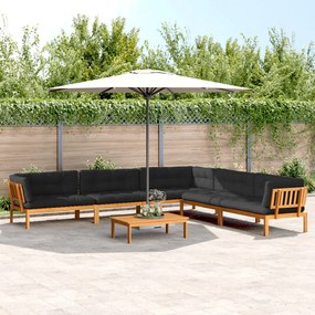 vidaXL 6 pcs conj. sofás paletes p/ jardim c/ almofadões acácia maciça