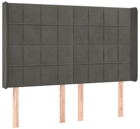 Cama box spring c/ colchão/LED 140x200cm veludo cinzento-escuro