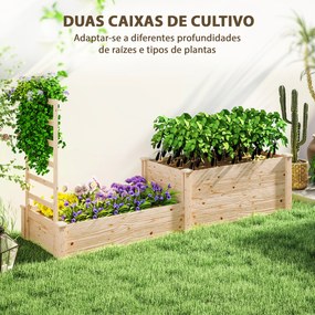 Floreira Exterior de Madeira com Treliça para Plantas Trepadoras e 2 Caixas de Cultivo  222x63x132 cm Madeira