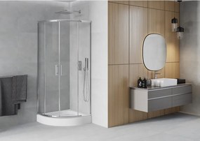 Mexen Rio cabine de duche semicircular 70 x 70 cm, transparente, cromada + base de duche, branca - 863-070-070-01-00-4710