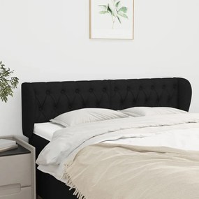 Cabeceira de cama c/ abas tecido 163x23x78/88 cm preto