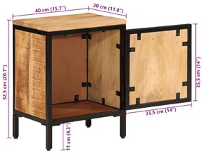 Mesa de cabeceira 40x30x52,5 cm madeira mangueira áspera maciça