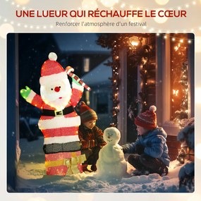Pai Natal luminoso de 90 cm com 97 LEDs de luz branca quente, decoração de Natal para interior e exterior
