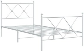 Estrutura de cama com cabeceira e pés 90x190 cm metal branco