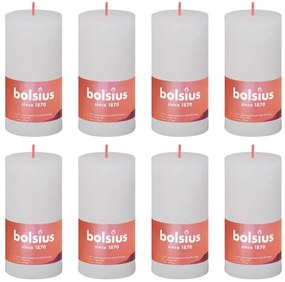 440792 Bolsius Velas rústicas cilíndricas Shine 8pcs 100x50 mm branco nublado