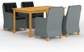 vidaXL 5 pcs conjunto de jantar para jardim cinzento-claro