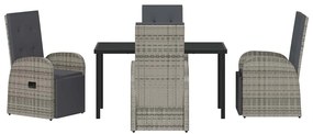 Conjunto de Jantar para Jardim 5 pcs Cinzento 140 x 70 x 73 cm