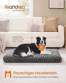 Cama para cães XL 110 x 73 cm com estofamento macio cinza ardósia