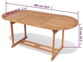 Mesa de jardim 180x90x75 cm madeira teca maciça