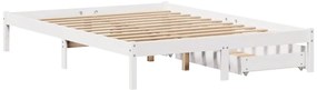 Cama sem colchão 120x200 cm madeira de pinho maciça branco