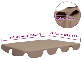 Toldo suplente p/ baloiço de jardim cinza-acastanhado