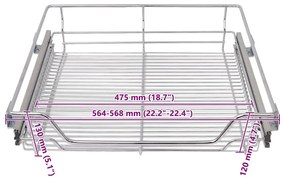Cestos de arame extraíveis 2 pcs 600 mm prateado