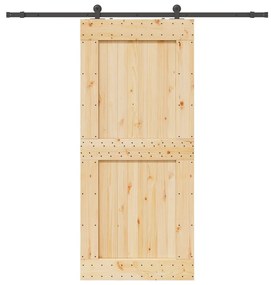 vidaXL Porta de correr c/ ferragens 100x210 cm madeira de pinho maciça
