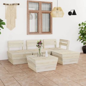 vidaXL 5 pcs conjunto lounge de paletes madeira de abeto impregnada