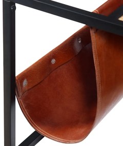 Mesa de centro c/ suporte de revistas pele genuína 110x50x45 cm