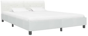 Estrutura de cama 180x200 cm couro artificial branco