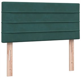 Cama com molas/colchão 90x220 cm veludo verde-escuro
