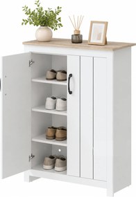 Sapateira, 80 x 32,8 x 105 cm, Prateleiras Reguláveis, Cor Carvalho e Branco