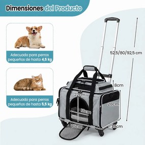 Transportadora para Animais de Estimação, 46 x 29 x 28 cm, 3 em 1, Cinzento