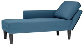 Chaise lounge c/ almofada/apoio de braços direito veludo azul