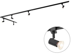 LED Sistema de calhas inteligente preto monofásico 5 luzes incl. Wifi GU10 - Jeany Moderno
